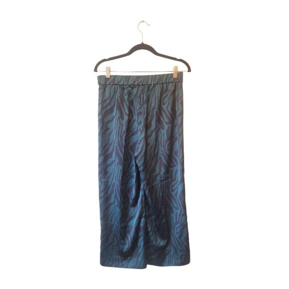 J. Crew Green & Black Zebra Print Wide Leg Pants - Picture 2 of 6